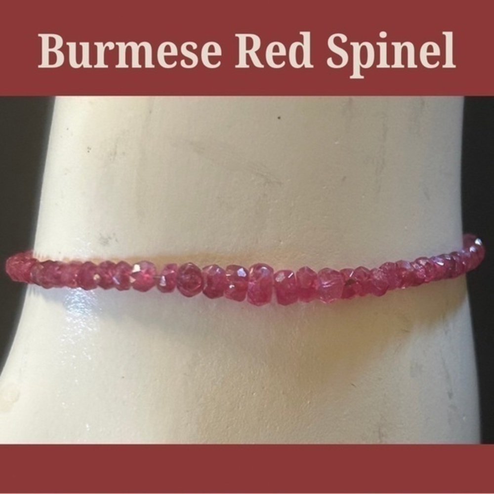 Burmese Faceted Red Spinel Sterling Bracelet
